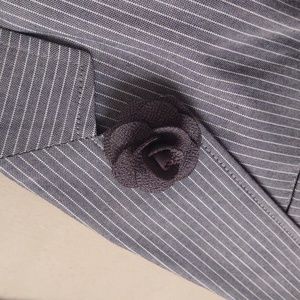 Pinstripe Blazer With Lapel Flower Pin
